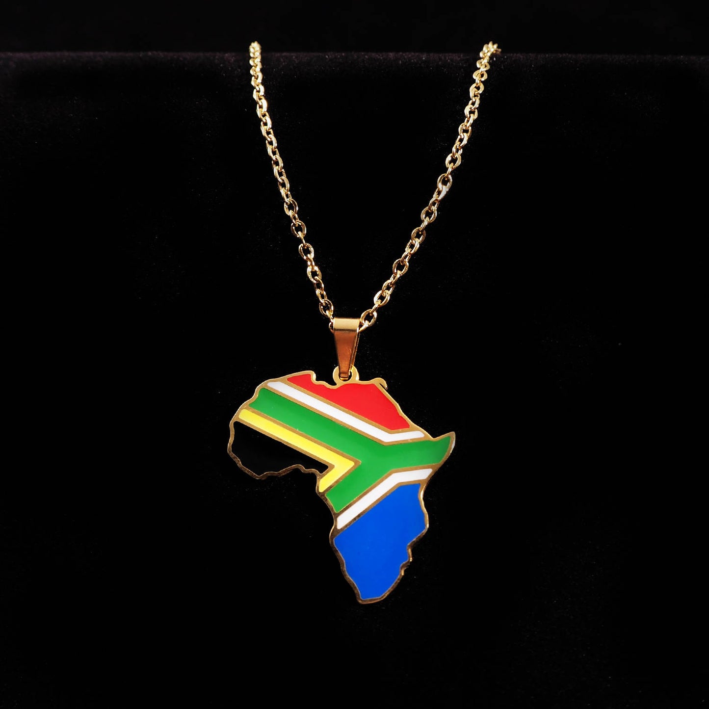 Country Flag and African Map Unisex Pendant Necklace