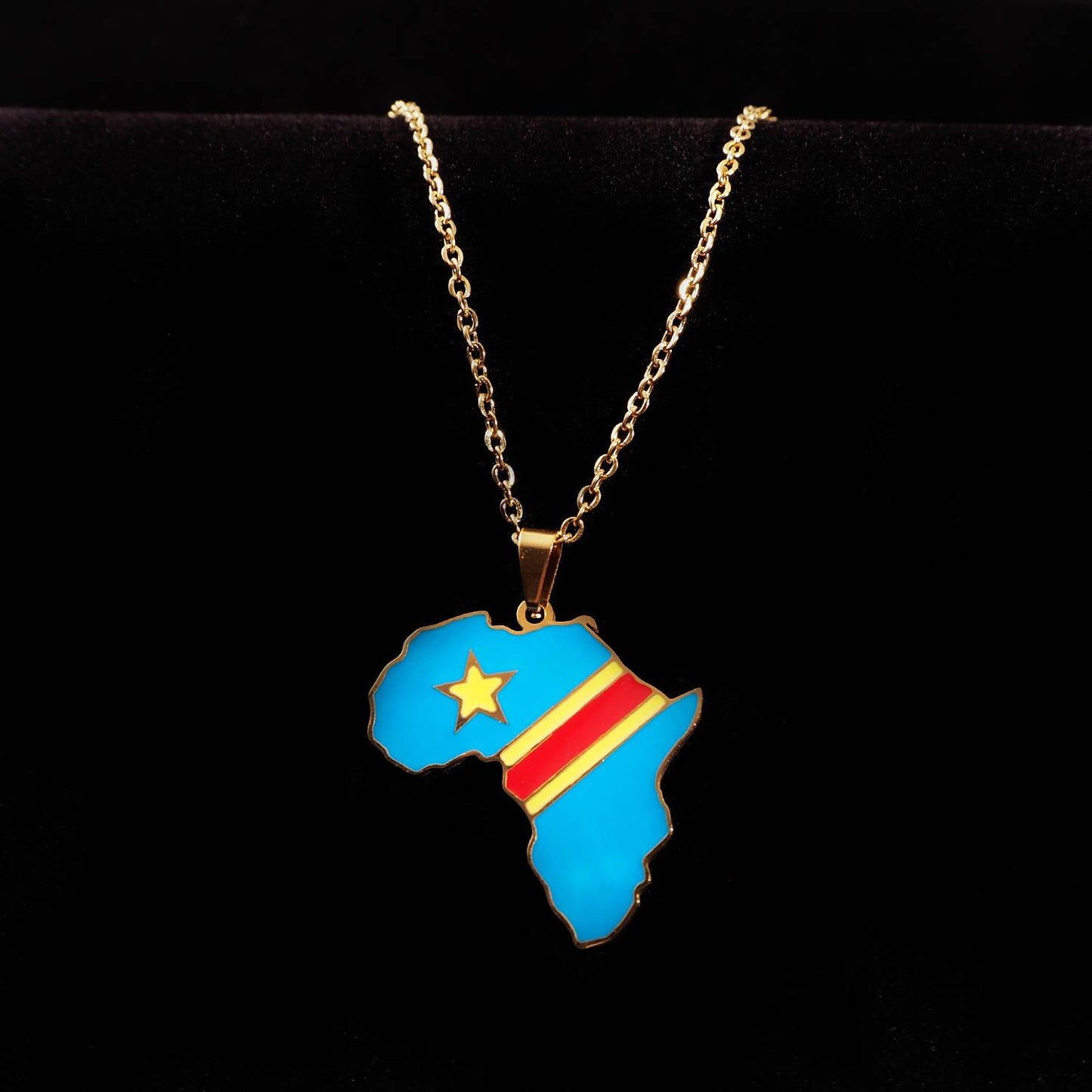Country Flag and African Map Unisex Pendant Necklace