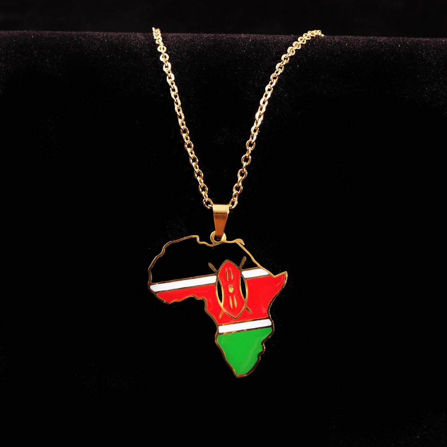 Country Flag and African Map Unisex Pendant Necklace