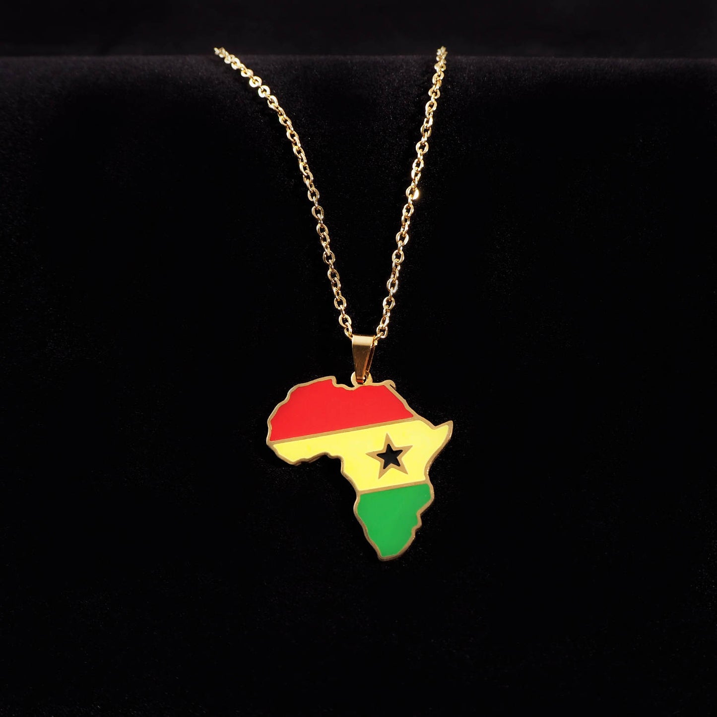 Country Flag and African Map Unisex Pendant Necklace