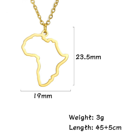 Africa Map Necklace, Earring and Pendant Set