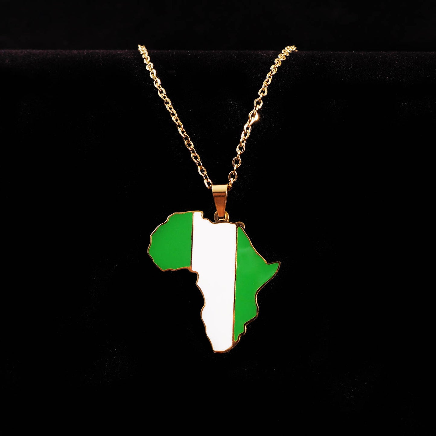 Country Flag and African Map Unisex Pendant Necklace