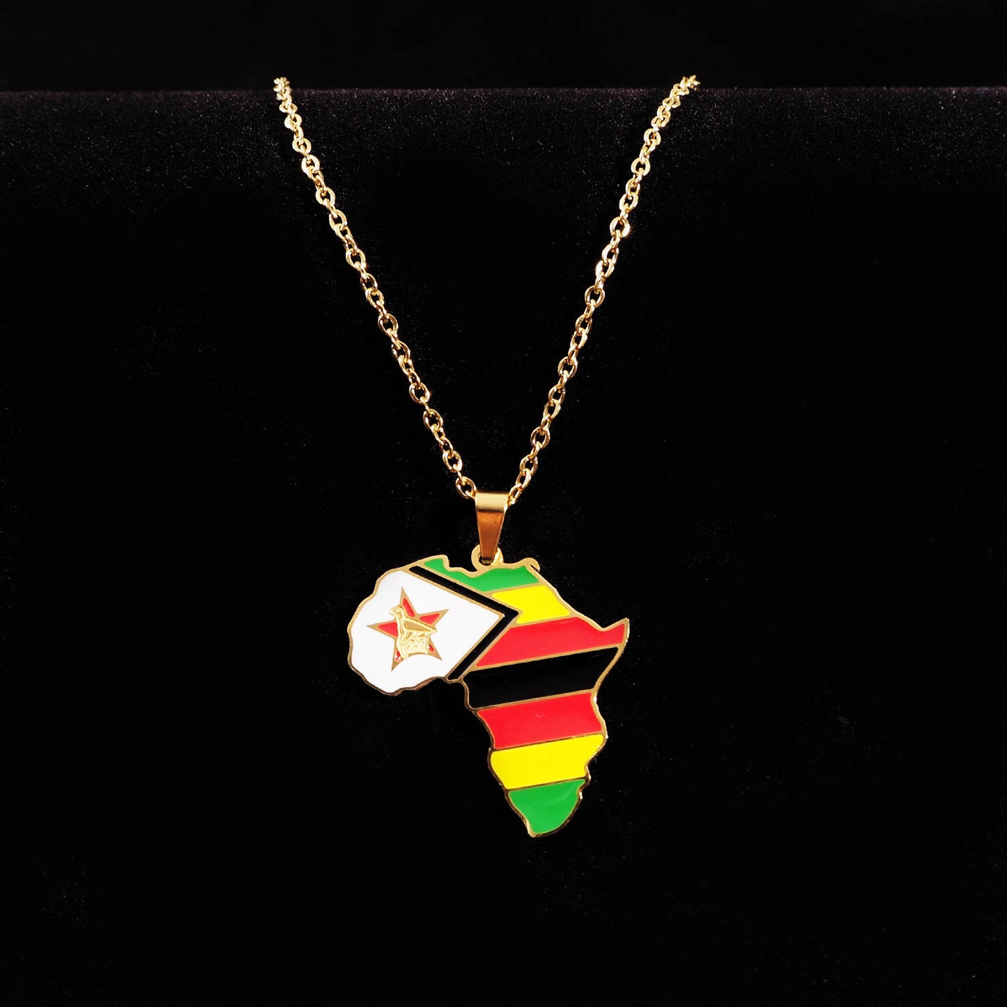 Country Flag and African Map Unisex Pendant Necklace
