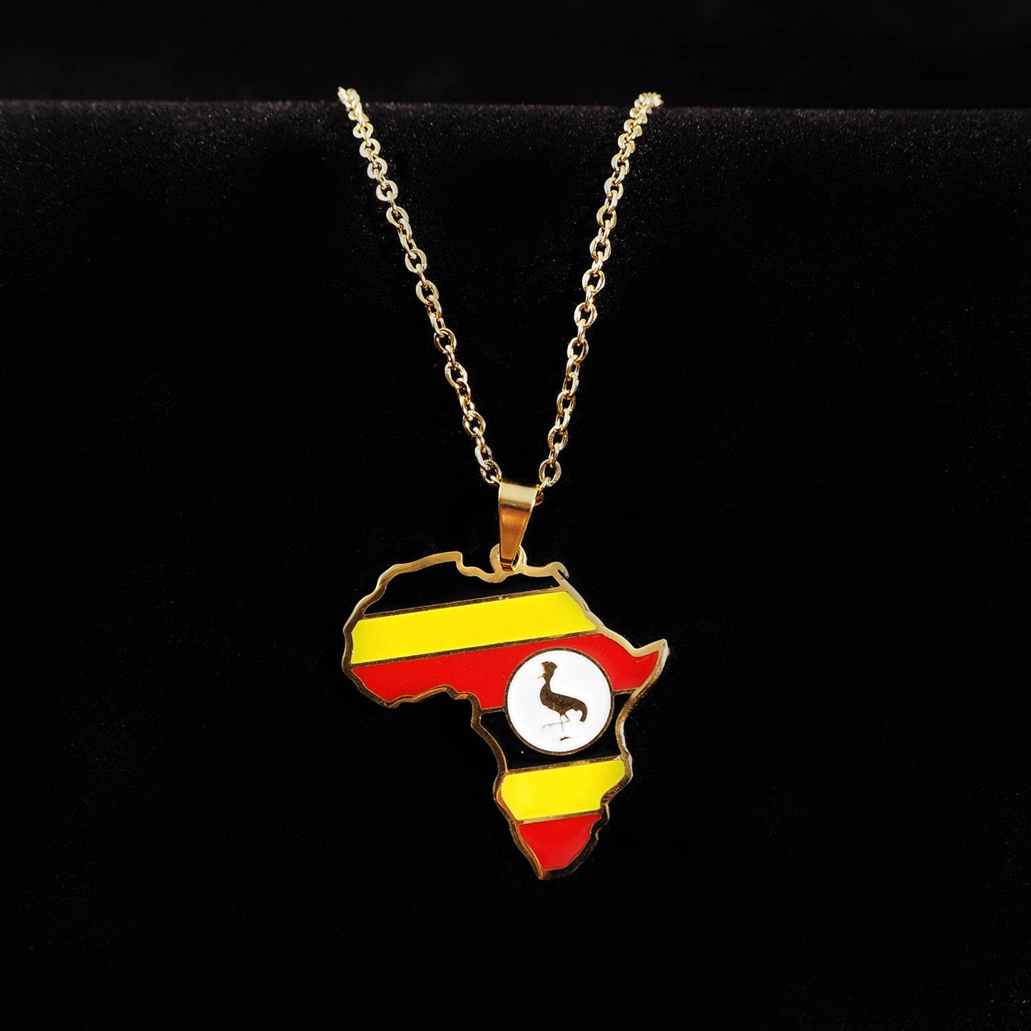 Country Flag and African Map Unisex Pendant Necklace