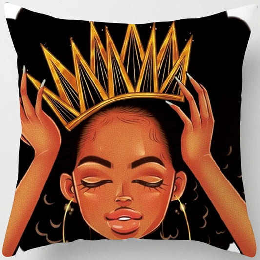 Afro Queen Throw Pillow Cover