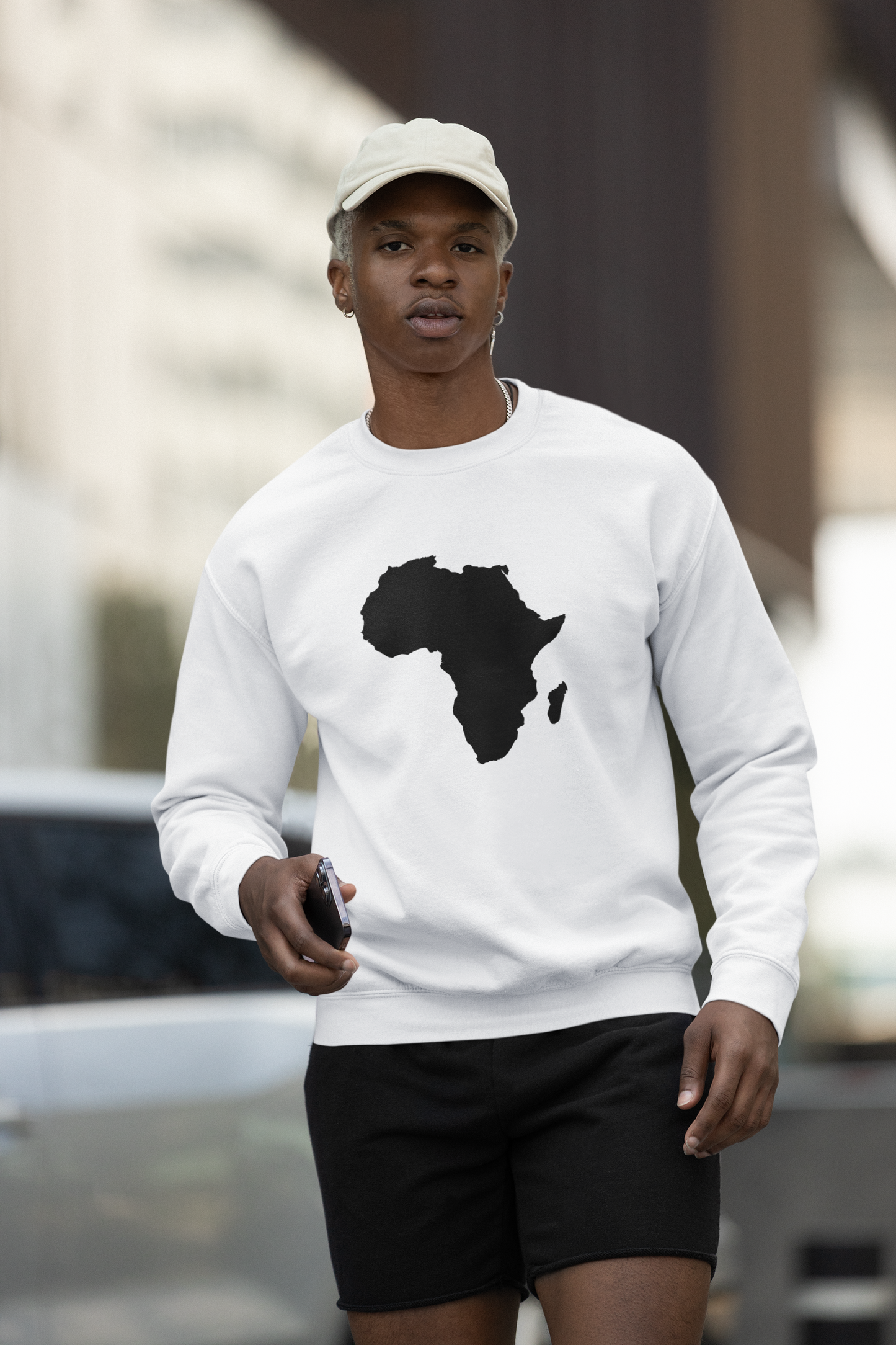 African Map White Unisex Sweatshirt